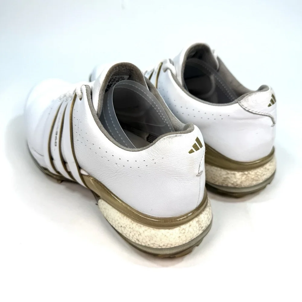 adidas Tour360 24 Golf Shoes Mens 9 White Gold Boost Spiked IE3367